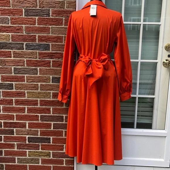 Brand Ralph Lauren Orange Long Sleeve Maxi Dress - Picture 3 of 15